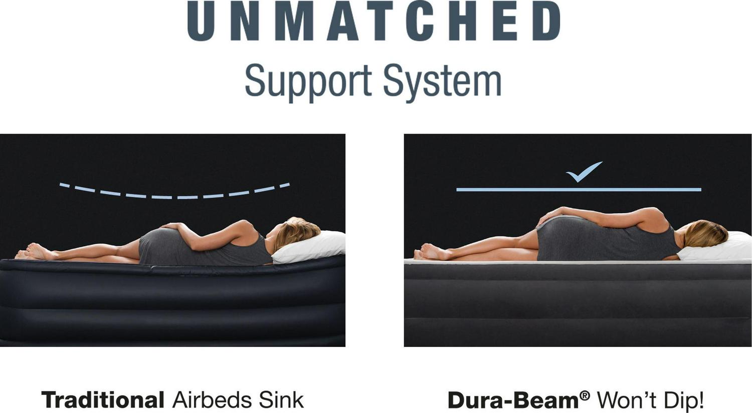 Intex Durabeam Headboard 18 Queen Air Mattress with Built-in Pump