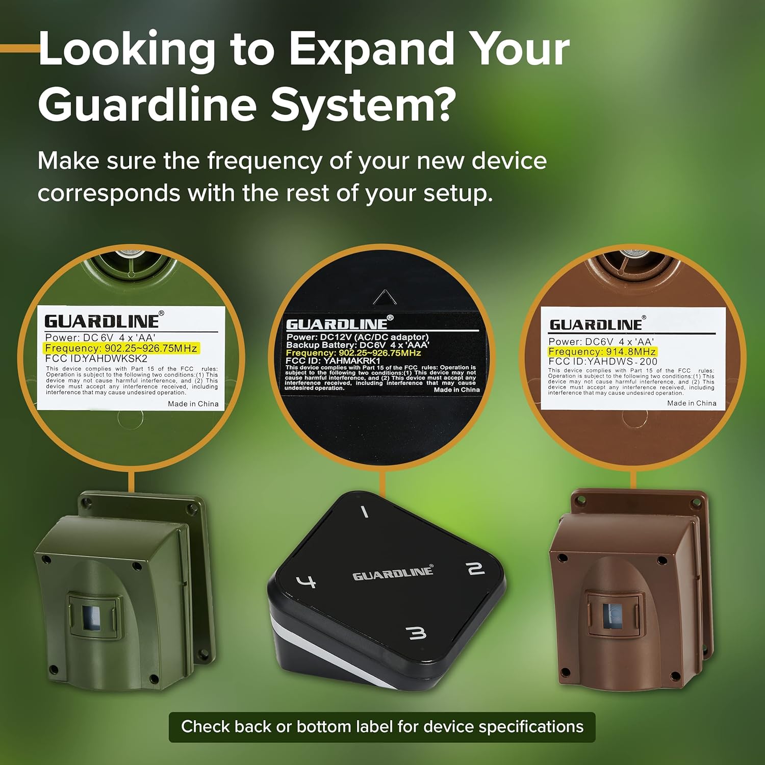 Guardline Wireless Driveway Alarm - Motion Sensor Alarm Set with 4 Sensors and 1 Receiver - 500 Foot Range - Weatherproof, Outdoor Security Alert System for Home & Property﻿