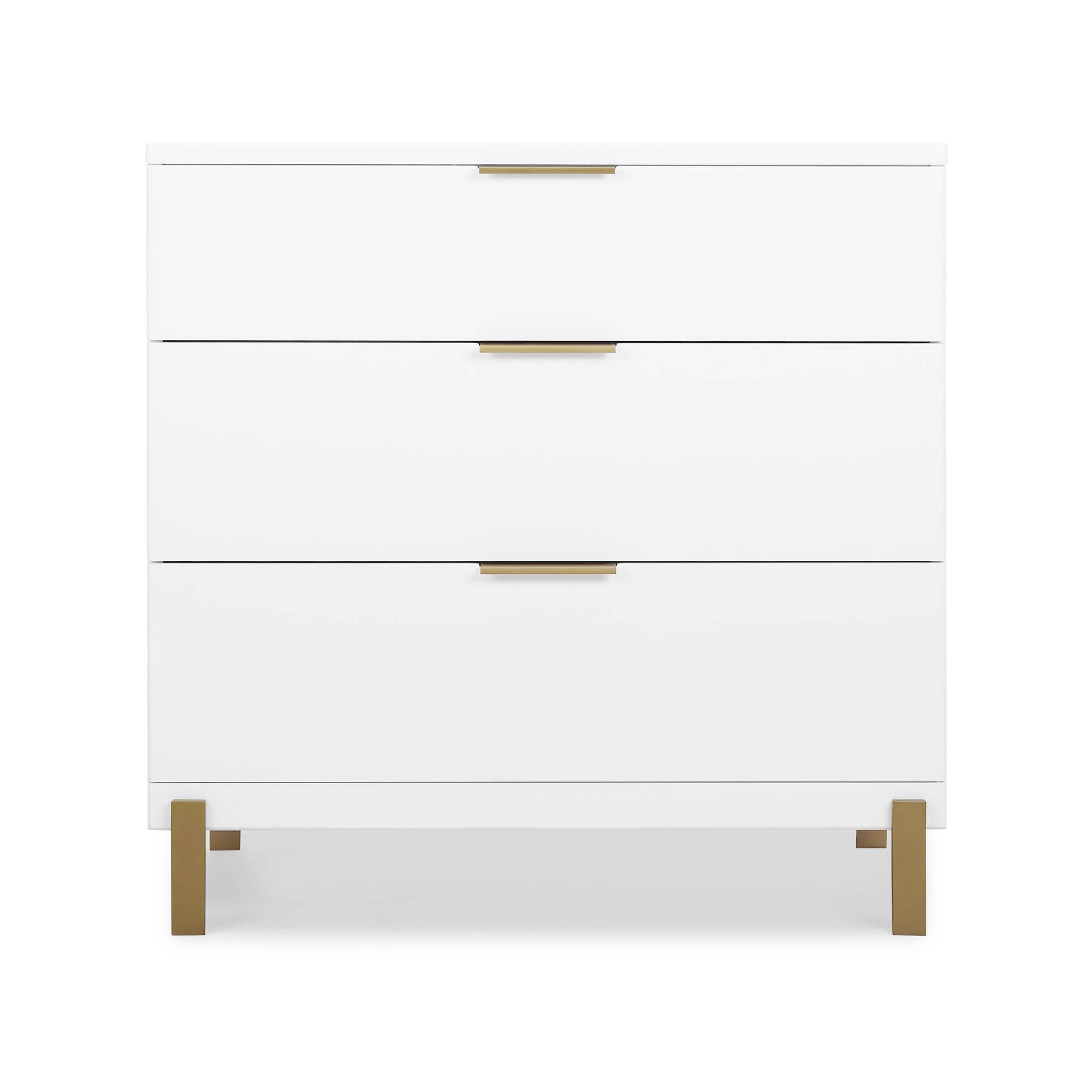 Delta Children Hendrix 3 Drawer Dresser in Bianca White/Bronze