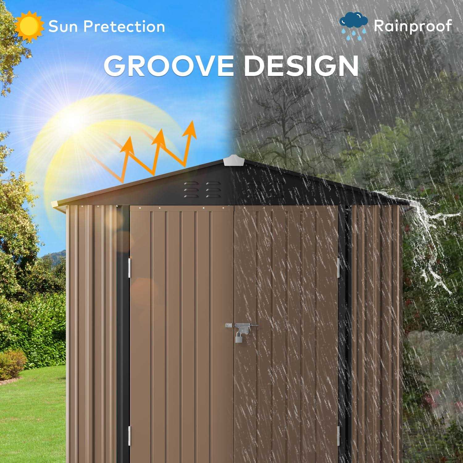 Lofka 6 x 4 FT Outdoor Shed for Storage Metal Garden Shed with Double Lockable Doors