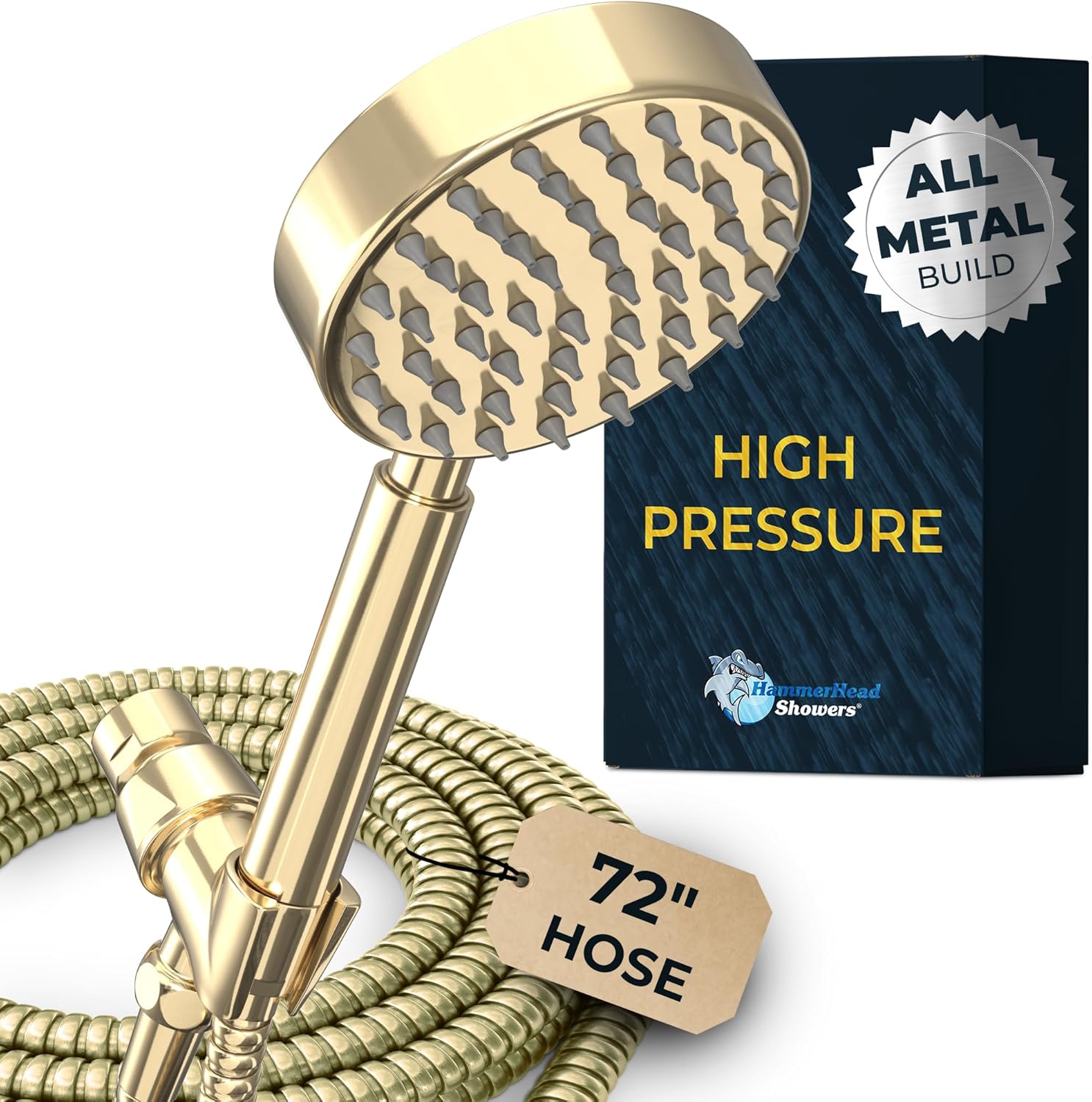 HammerHead Showers® Solid Metal LOW FLOW Handheld Shower Head with Hose and Brass Holder - OIL RUBBED BRONZE – Water Saving 1.75 GPM Detachable Shower Head - Adjustable Shower Wand Bracket & 6ft Hose