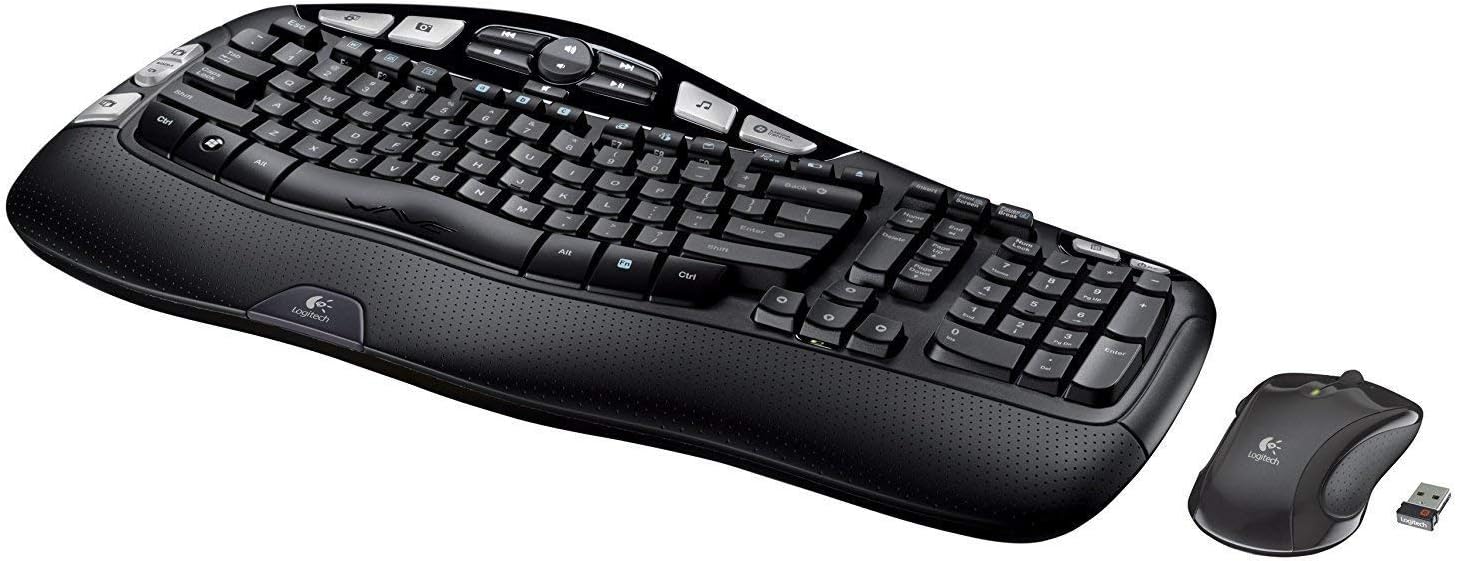 Logitech MK550 Wireless Wave K350 Keyboard and Mouse Combo — Includes Keyboard and Mouse, Long Battery Life, Ergonomic Wave Design with Wireless Mouse (with Mouse)