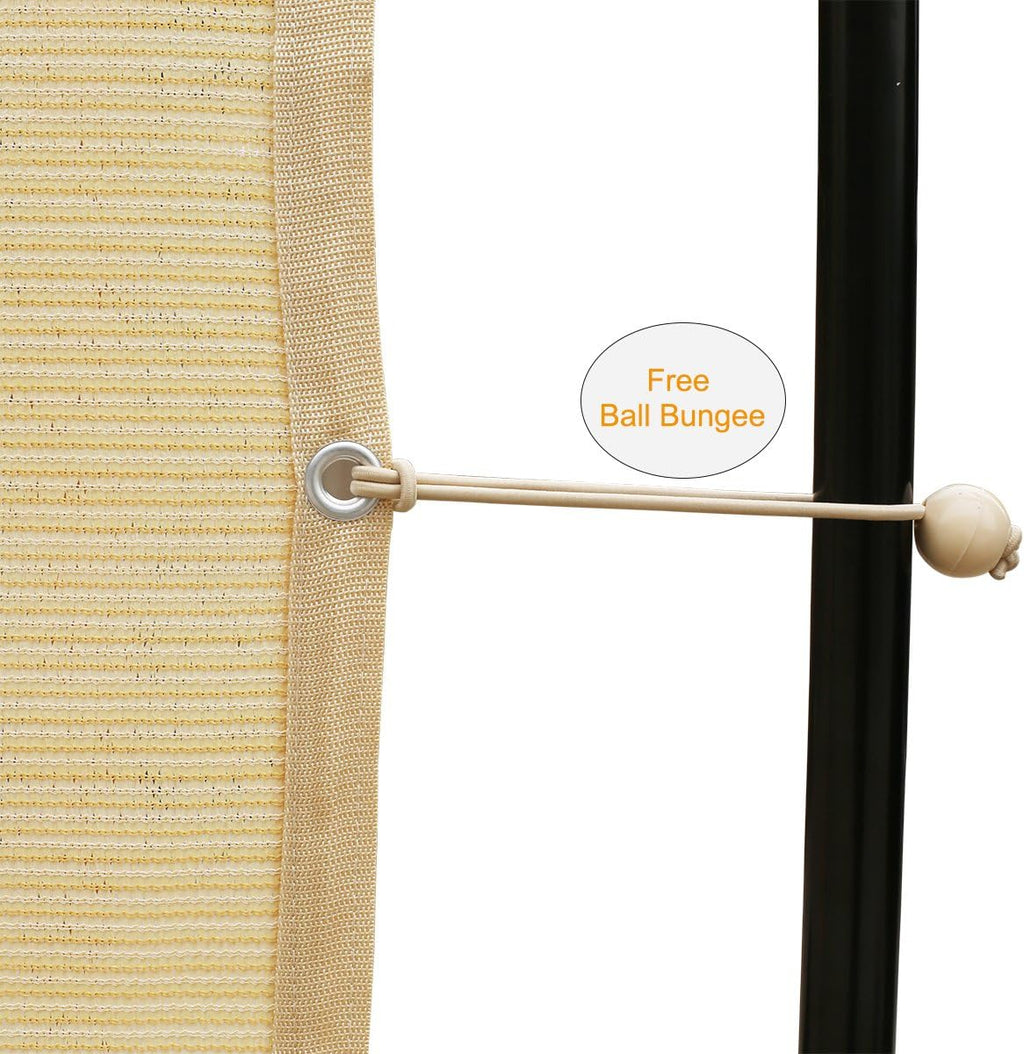 Shatex 90% Shade Fabric Sun Shade Cloth Taped Edge with Grommets Sun-Block Mesh Shade for Pergola Cover Canopy 12’ x 20’, Wheat, 12 Bungee Balls
