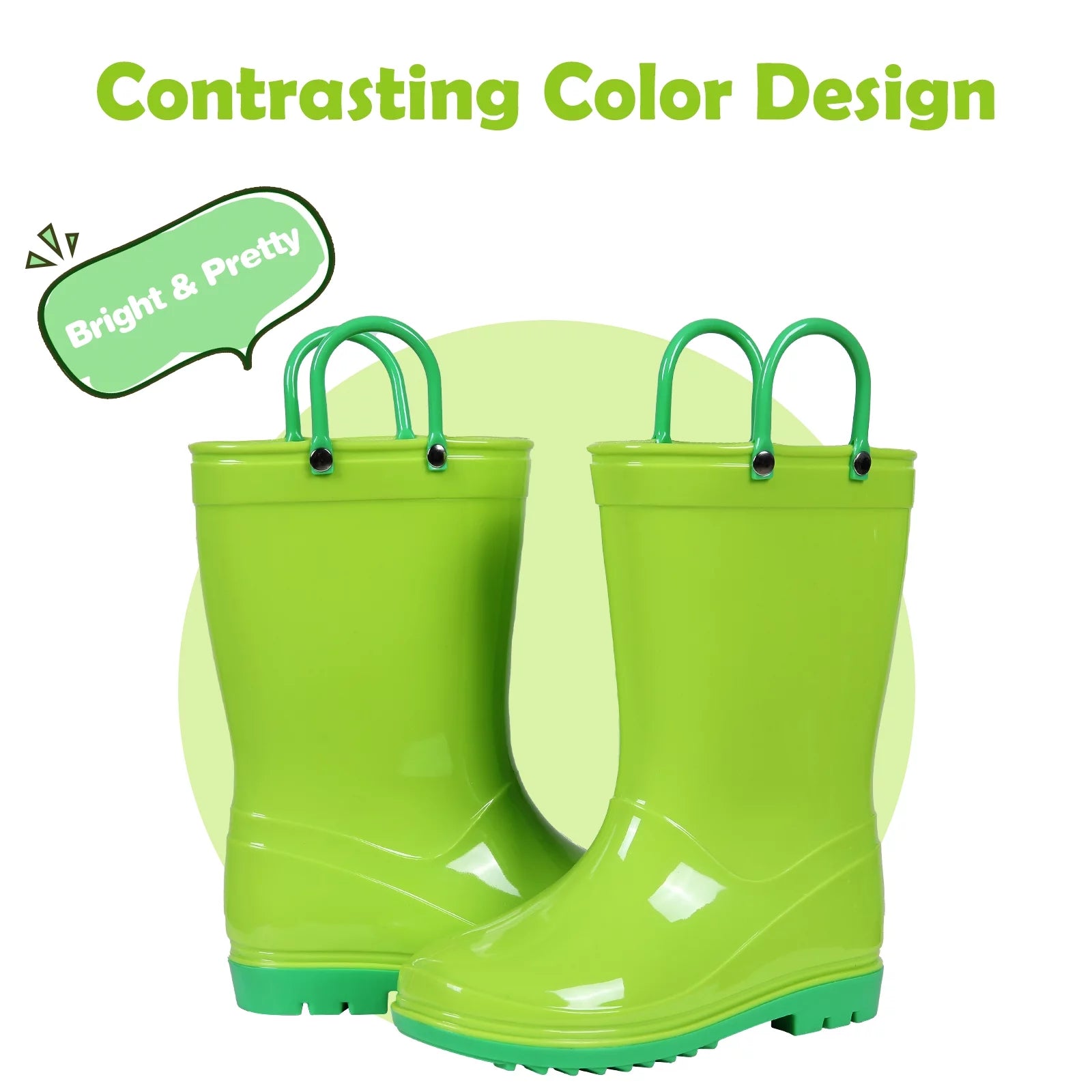 Litfun Toddler Kids Rain Boots for Boys Girls, Size 8 Toddler, Green