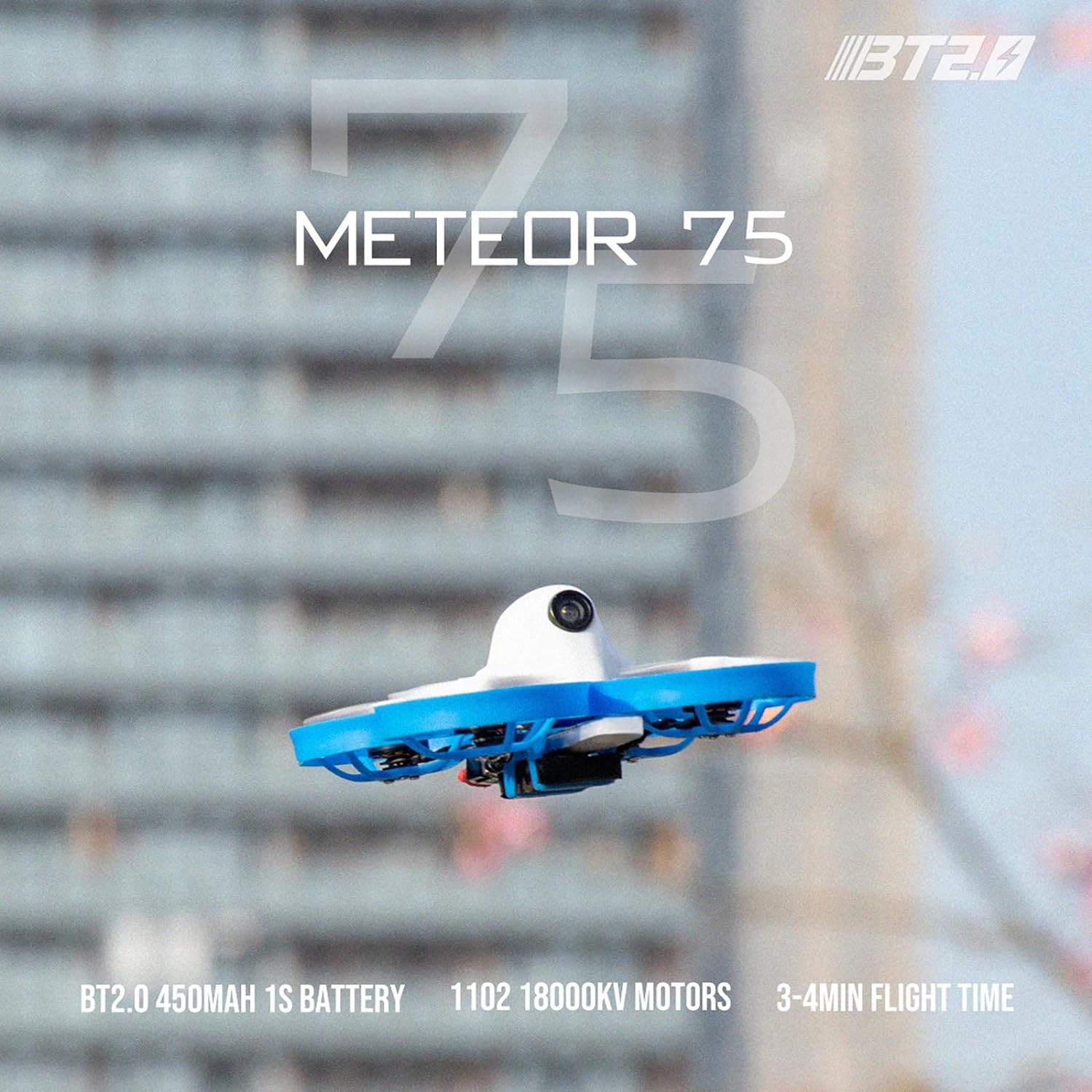 BETAFPV Meteor75 1S Brushless Whoop Drone TBS Crossfire with BT2.0 Connector F4 AIO 1S FC VTX 18000KV 1102 Motor C02 Camera for Tiny Whoop Micro FPV Racing Whoop Drone Quadcopter