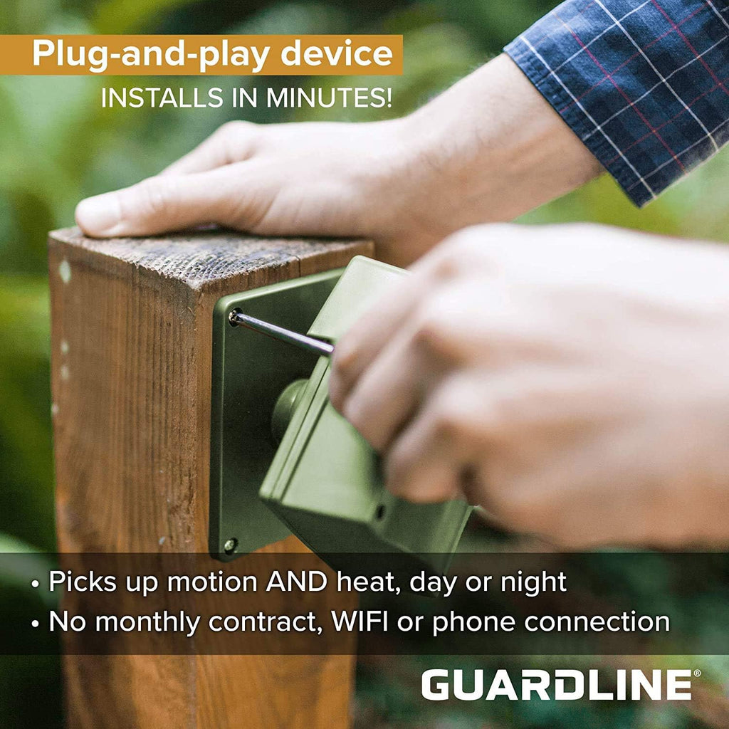 Guardline Wireless Driveway Alarm - 4 Motion Detector Alarm Sensors & 1 Receiver, 1/4 Mile Range, Weatherproof Outdoor Security Alert System for Home & Property