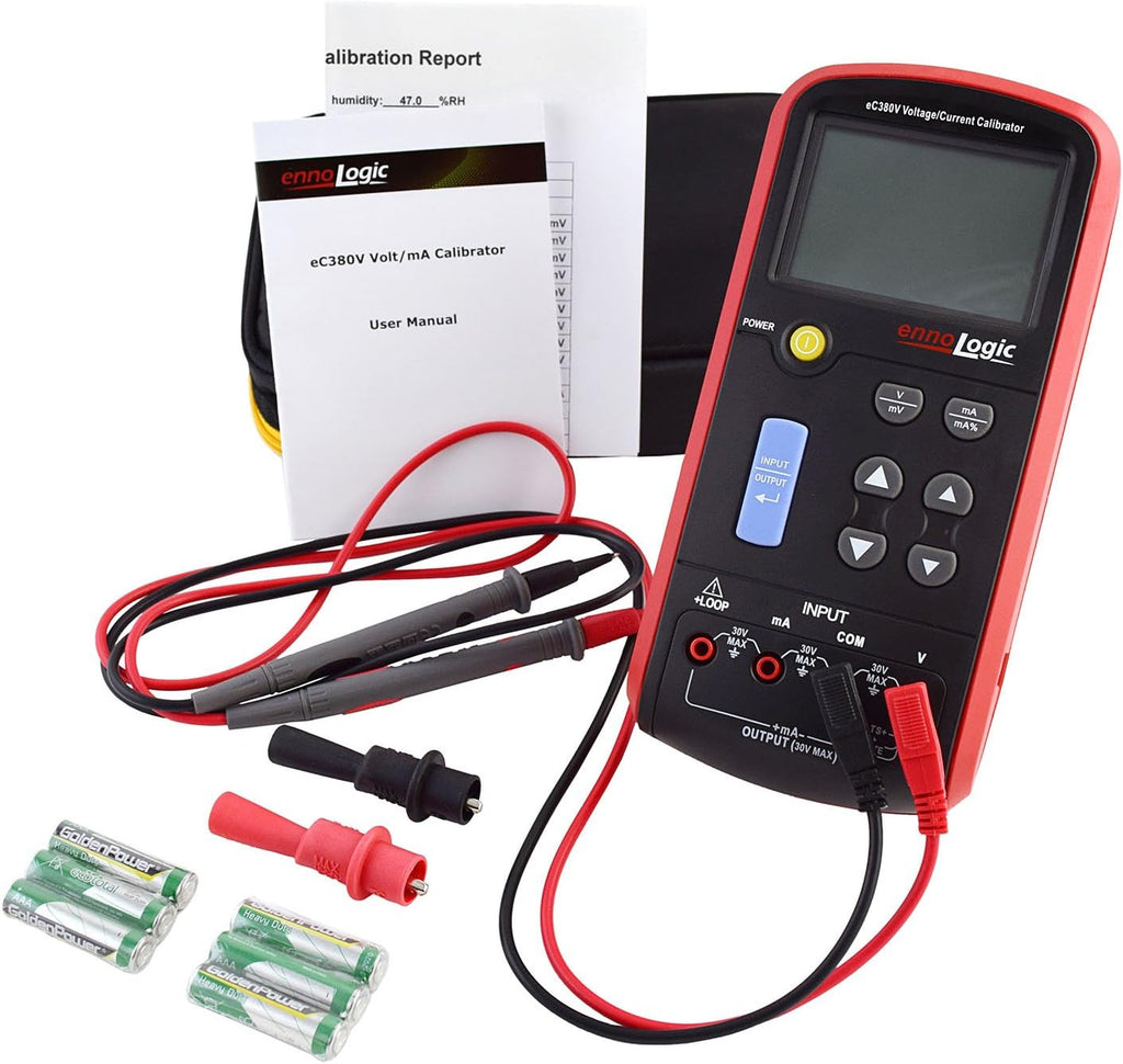 ennoLogic Volt mA Loop Process Calibrator eC380V - 0-20V and 4-20mA Signal Generator Simulator – Portable Precision Volt Millivolt and mA Generator and Meter for Transmitters, Current Loops, PLC