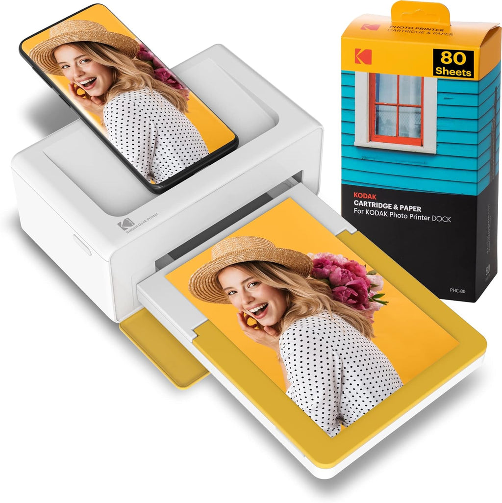 Kodak Dock Plus 4x6” Portable Instant Photo Printer, Compatible with iOS, Android and Bluetooth Devices Full Color Real Photo, 4Pass & Lamination Process, Premium Quality - Convenient