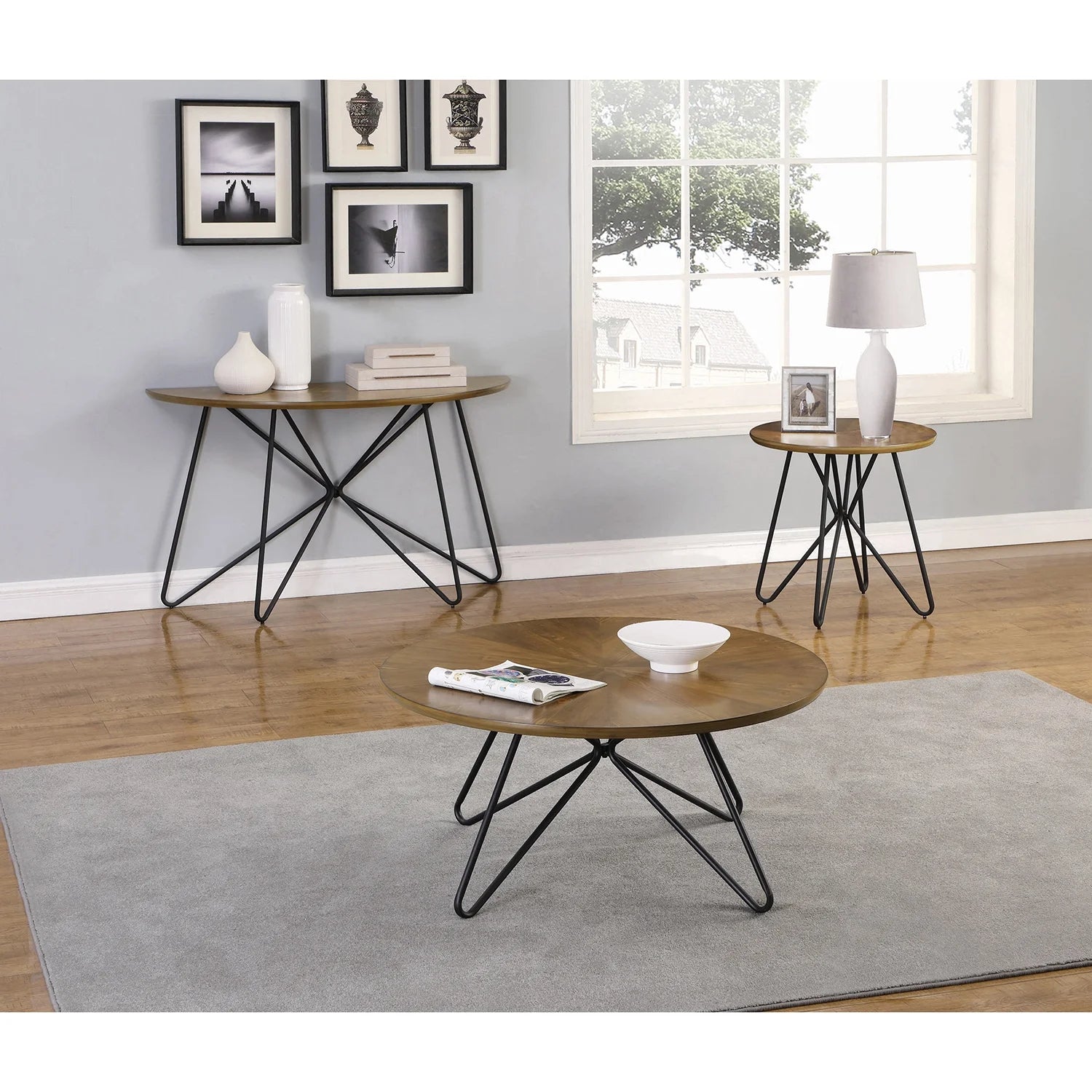 Churchill Round Coffee Table Dark Brown and Black