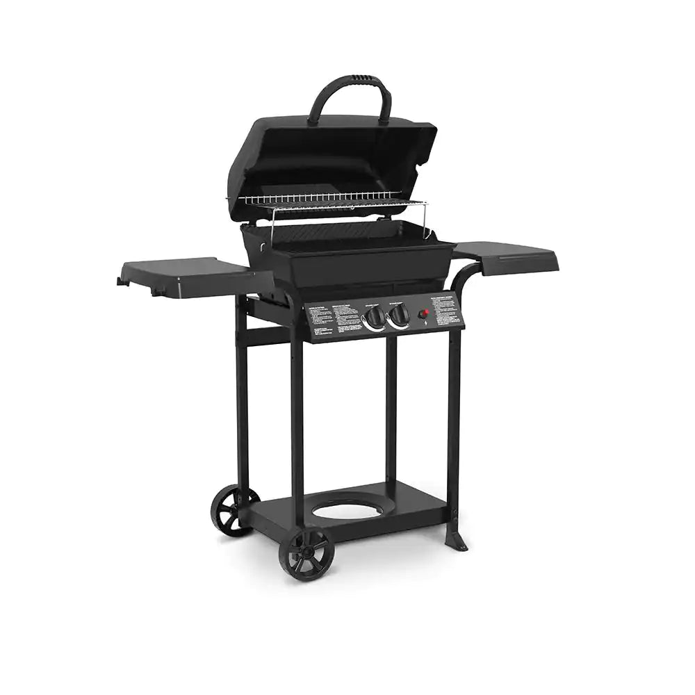 Huntington 2-Burner Cast Aluminum Propane Gas Grill in Black