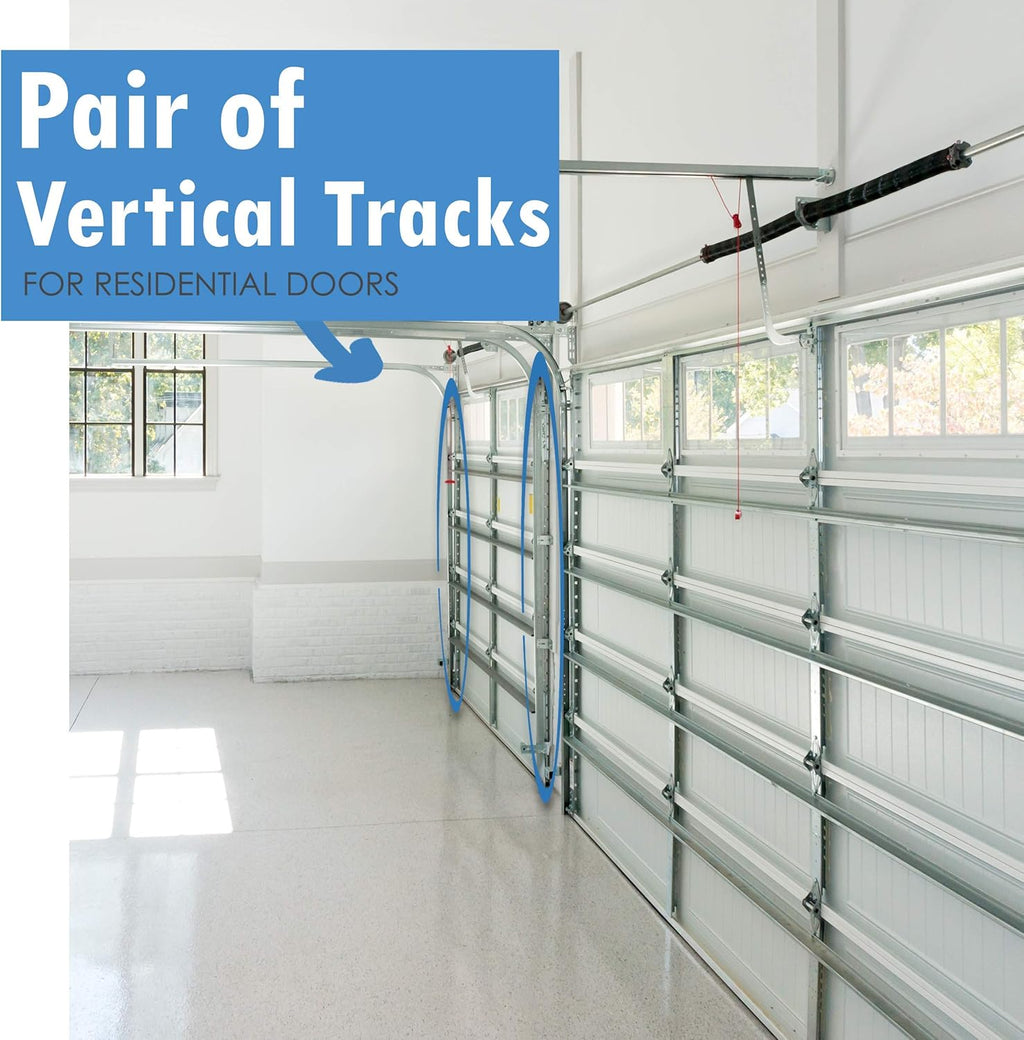 Garage Door Vertical Track Replacement – Set of Left and Right for 7 Foot Tall - Garage Door Rails Galvanized Steel Hardware Door Rails for Residential/Light Commercial Side Tracks for 2-inch Rollers