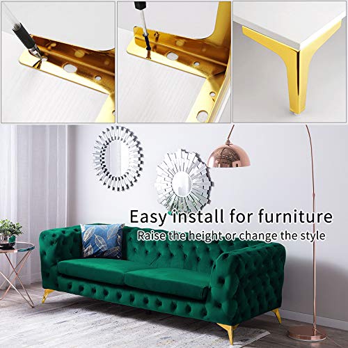 7 Triangle Furniture Legs,A Set of 4，Modern Metal Diamond Triangle Furniture Feet DIY Replacement Gold for Cabinet Cupboard Sofa Table Couch legs Couch Chair Legs (7 / 17.5cm, Golden)