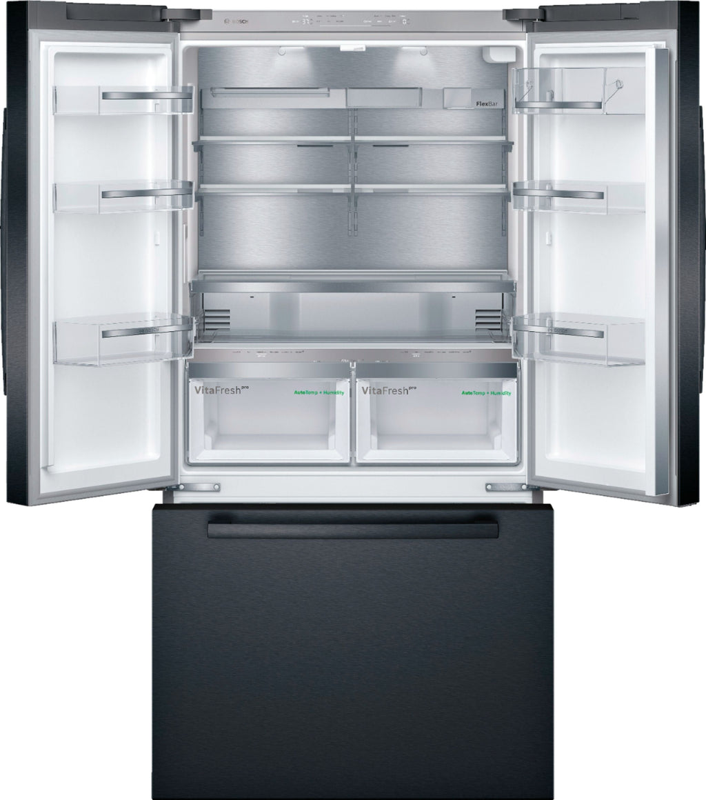 Bosch - 800 Series 21 Cu. Ft. French Door Counter-Depth Smart Refrigerator - Black stainless steel