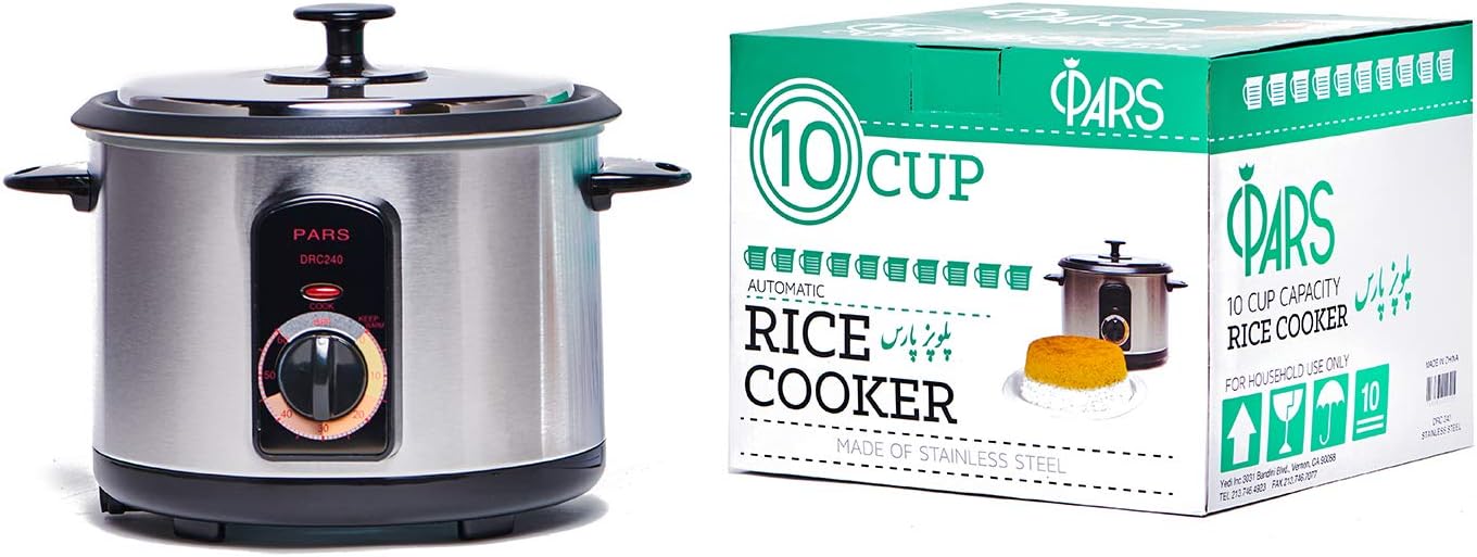 Pars Automatic Persian Rice Cooker - Tahdig Rice Maker Perfect Rice Crust, 10 Cup