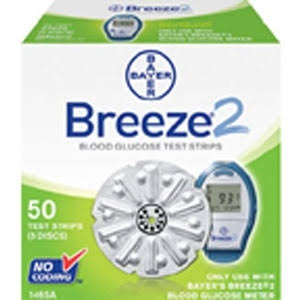 Bayer Breeze 2 Blood Glucose Test Strips  50 strips