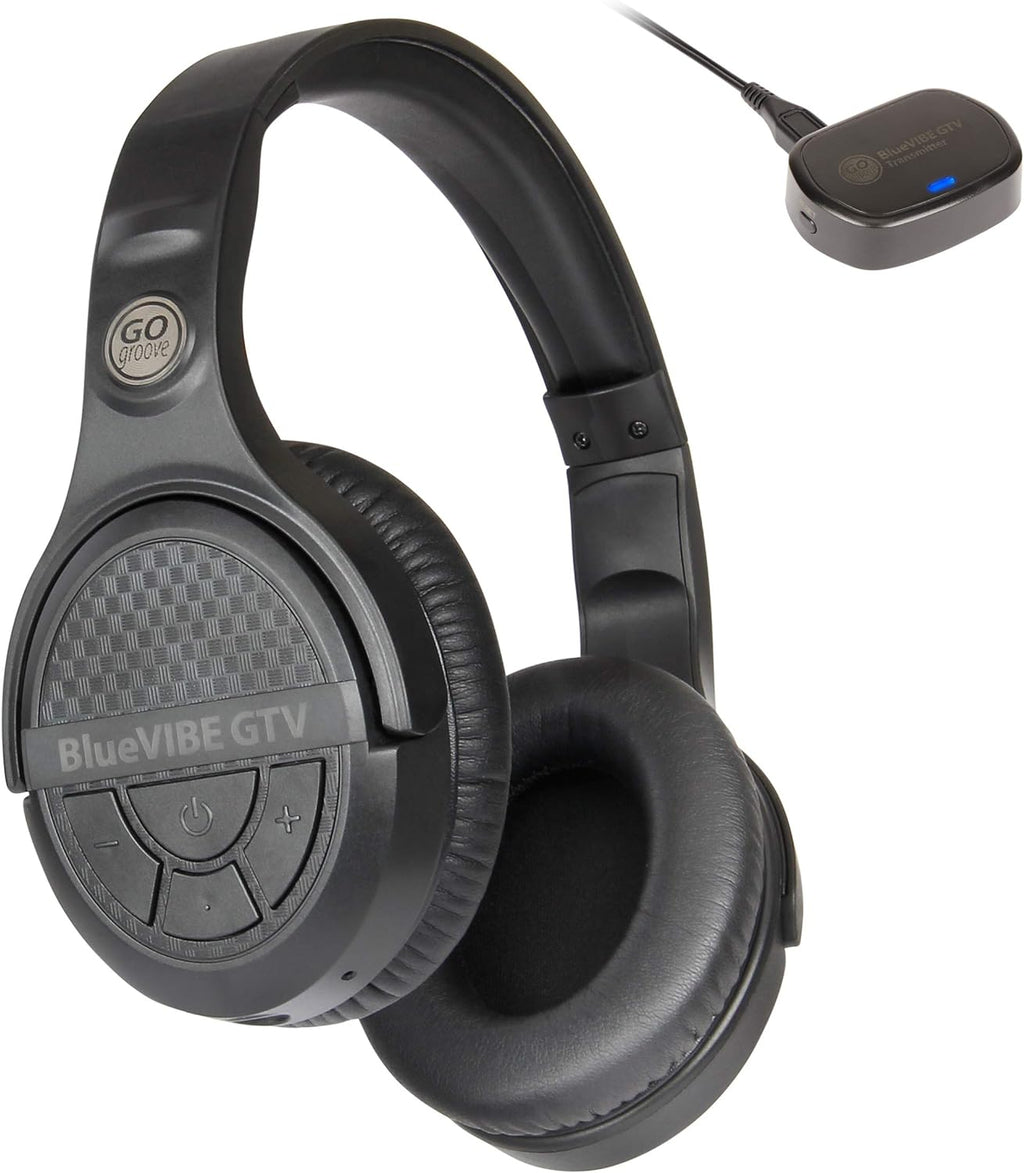 Over-Ear Headphones BlueVIBE GTV TV Headphones Wireless for Hearing Impaired & Seniors – Easy Setup Plug and Play for TV Watching, Hard of Hearing – 10 Hour Battery Life, No Audio Delay, 2.4GHz RF Transmitter
