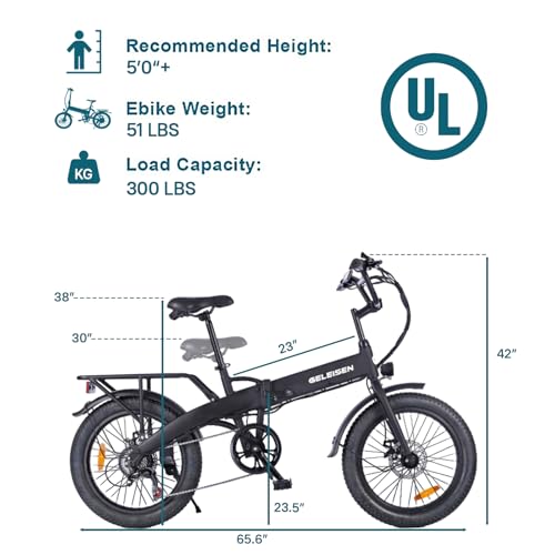 Folding Electric Bike for Adults, 20×3.0 Fat Tire Electric Bicycle, 374.4Wh Battery Ebike, 20MPH Electric Cargo Bike with LCD Color Display & 6 Speed Gears (Fits for 5'0+)