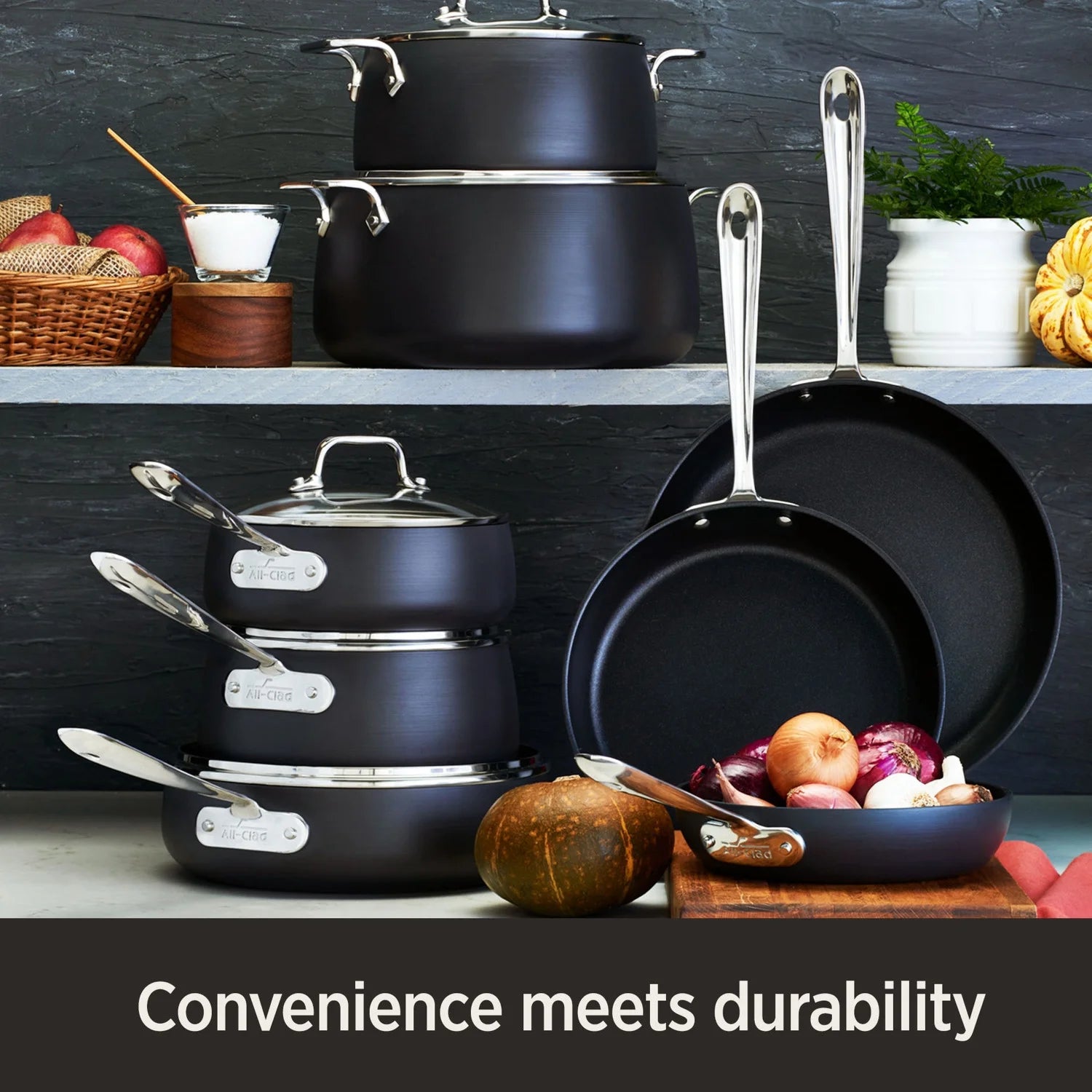 All-Clad E7853364 HA1 Hard Anodized Nonstick Dishwasher Safe PFOA Free Saute Pan Cookware, 4-Quart, Black