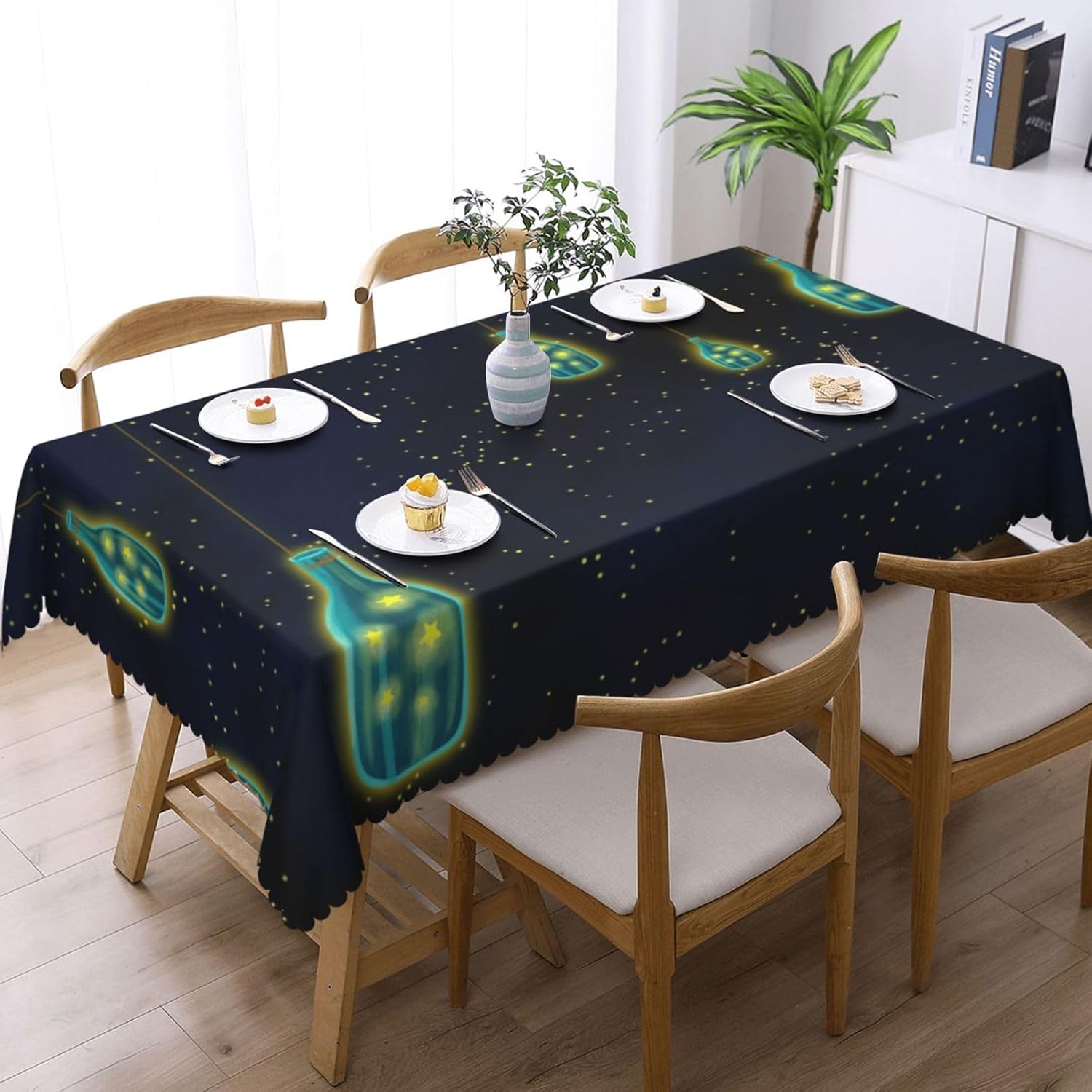 Beautiful Bottle of Under The Night Sky Print Square Tablecloth Decorated Table can able Farmhouse Decor Coffee Table Outdoor,