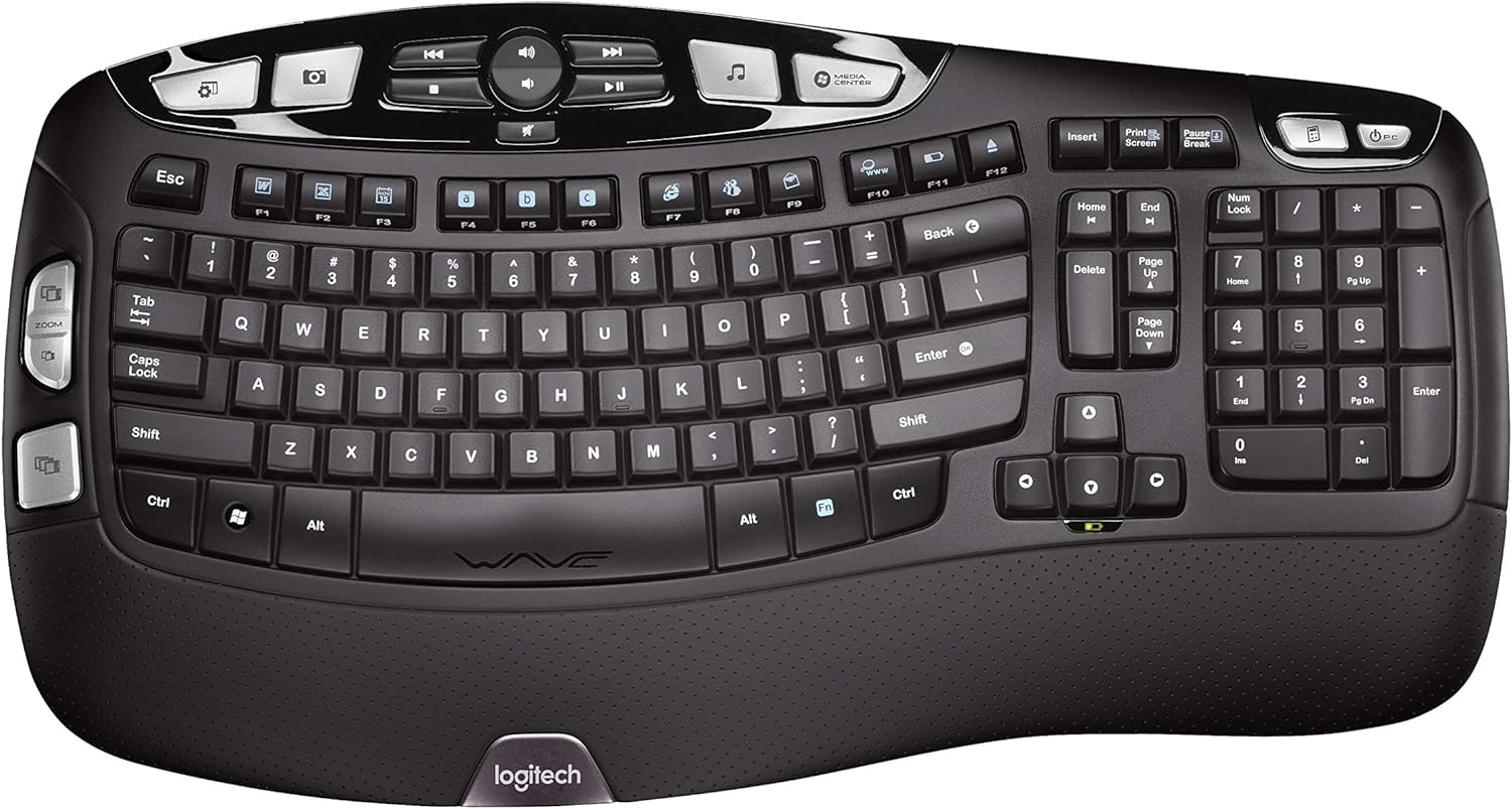 Logitech K350 Wireless Wave Ergonomic Keyboard with Unifying Wireless Technology - Black
