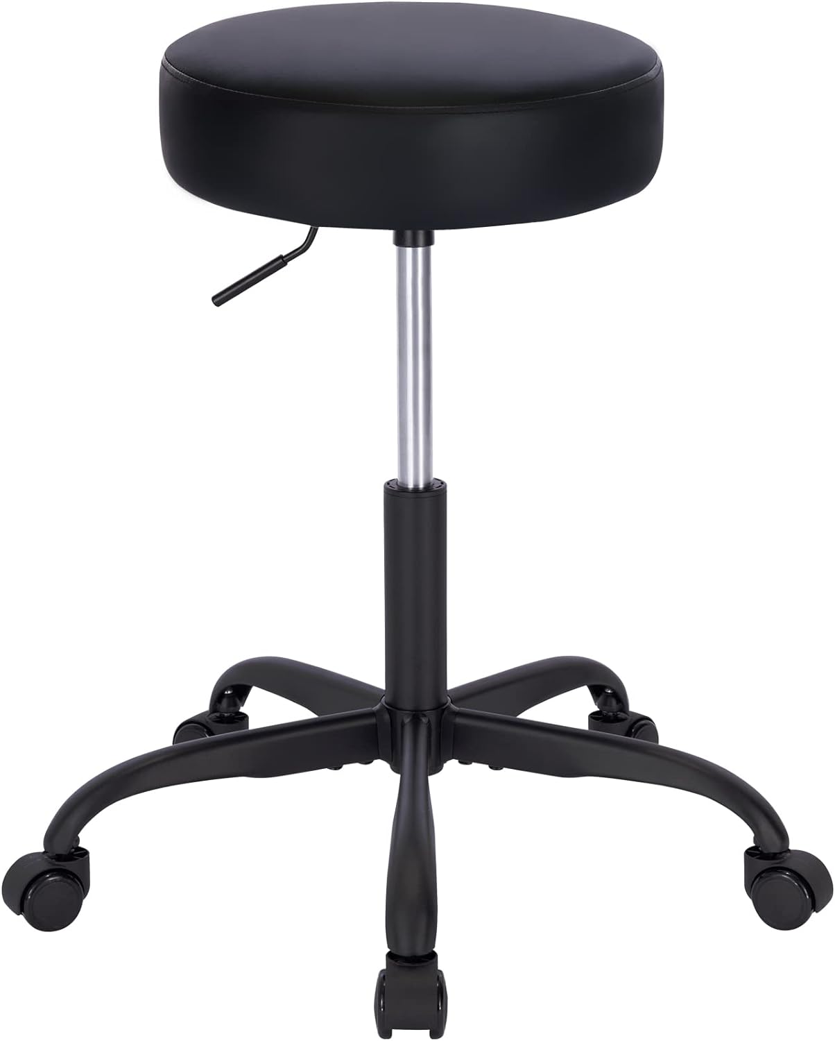 SUPERJARE Drafting Chair with Back, Adjustable Foot Rest Rolling Stool, Multi-Purpose Office Desk Chair, Thick Seat Cushion for Home Bar Kitchen Shop - Black