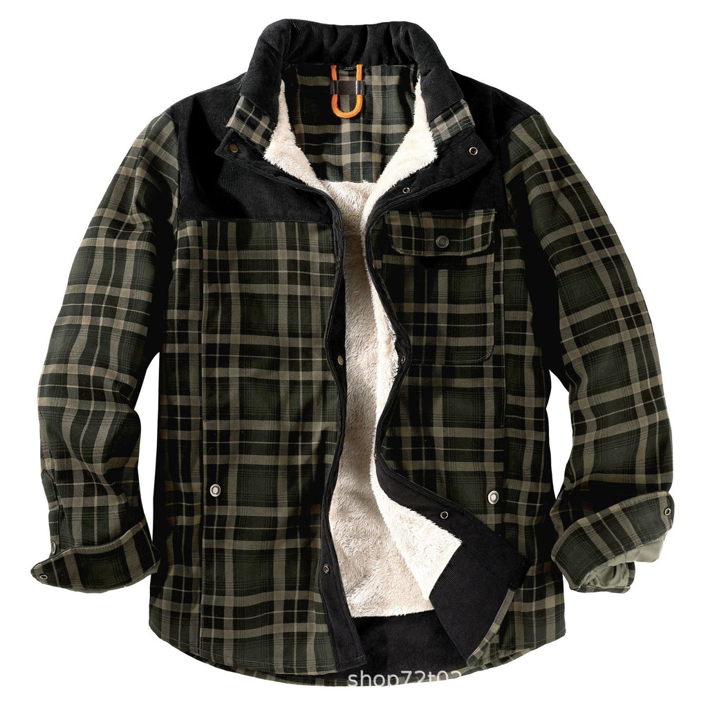 Men's  Winter Plaid Sherpa Lined Jacket