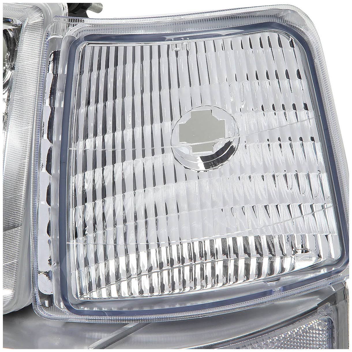 DNA Motoring for 92-96 Ford F150/F250/F350/Bronco 6pcs Headlight+Corner/Side Marker Lamps Chrome/Clear 5 Gen 93 94 95 Left+Right