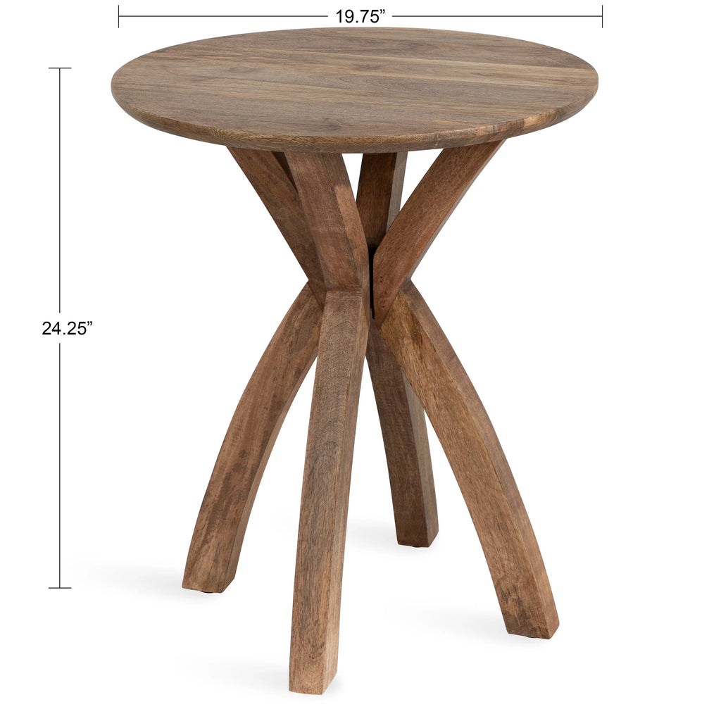 Kate and Laurel Soleyn Mid-Century Round Wood Side Table, 20 x 20 x 25, Natural, Decorative End Table with Boho Style for Use as Bedroom Nightstand or Living Room Accent