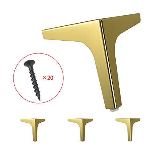 7 Triangle Furniture Legs,A Set of 4，Modern Metal Diamond Triangle Furniture Feet DIY Replacement Gold for Cabinet Cupboard Sofa Table Couch legs Couch Chair Legs (7 / 17.5cm, Golden)
