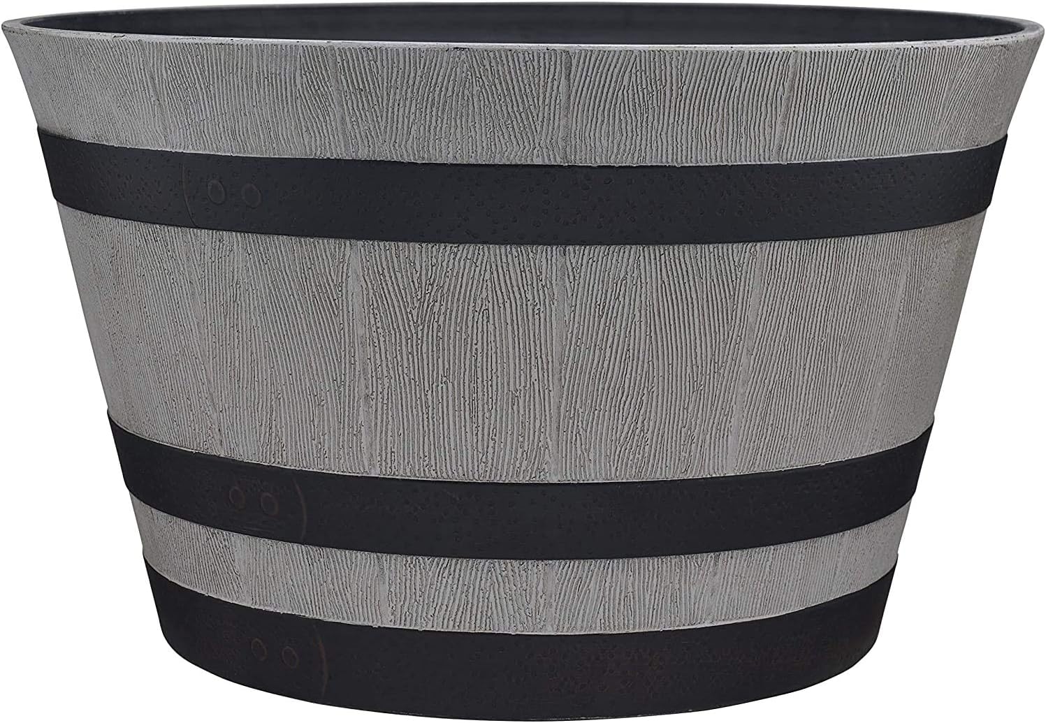 Southern Patio 15.5 Resin Whiskey Barrel Planter, Birchwood Grey (Pack of 4)