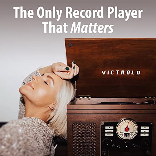 Victrola The Quincy 6-in-1 Bluetooth Record Player & Multimedia Center with Built-in Speakers – 3-Speed Turntable, CD & Cassette Player, AM/FM Radio, Wireless Music Streaming (Natural)