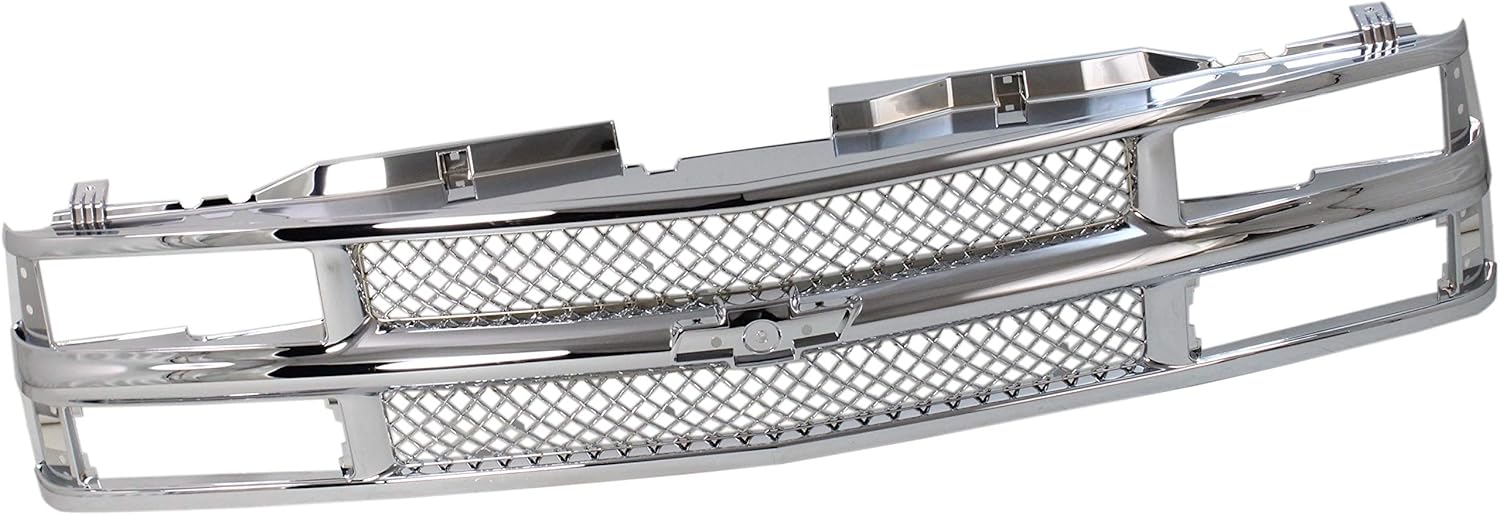Garage-Pro Grille Assembly Compatible with CHEVROLET C/K FULL SIZE P/U 1994-2000/SUBURBAN 1994-1999 Mesh Insert All Chrome with Dual/Composite HL