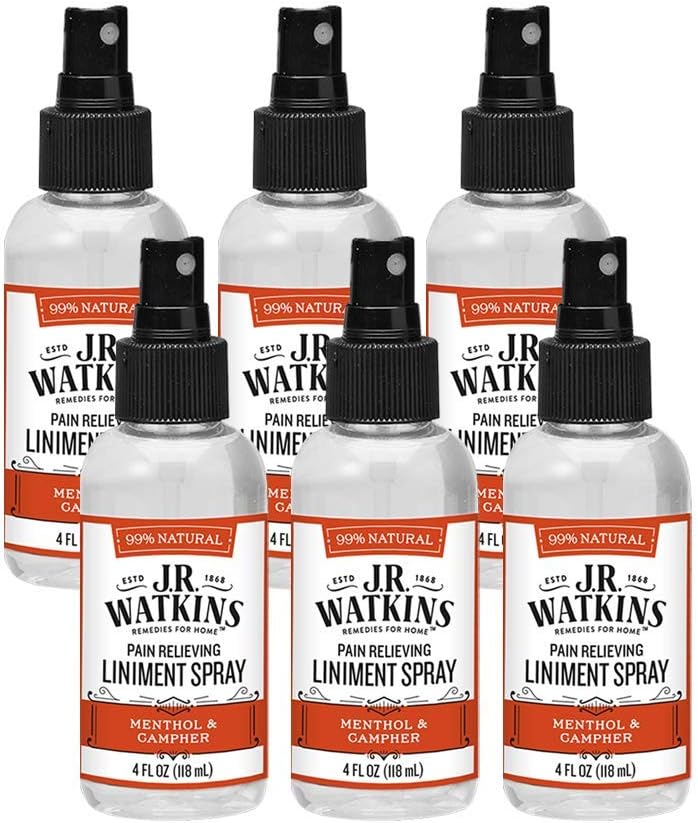 J.R. Watkins Liniment Spray – Original Pain Relieving Misting Spray – Soothes Arthritis Aches & Pains – Fast Acting Muscle Reliever, 4 fl oz (6 Pack)