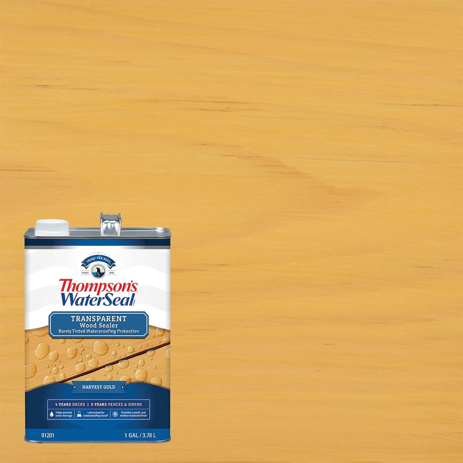 Thompson’s WaterSeal Transparent Waterproofing Wood Stain and Sealer, Harvest Gold, 1 Gallon