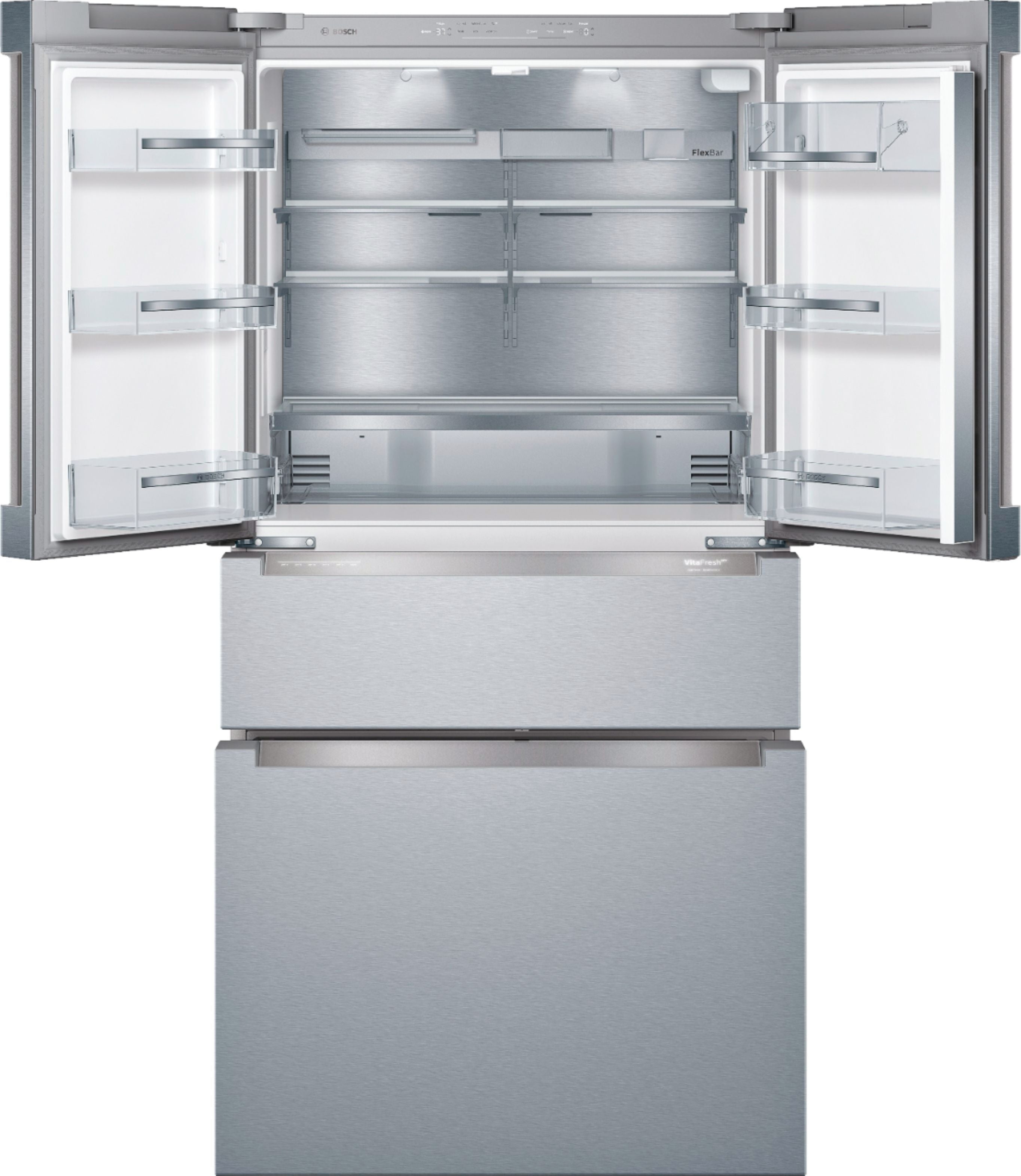 Bosch - 800 Series 20.5 Cu. Ft. 4-Door French Door Counter-Depth Smart Refrigerator - Stainless steel