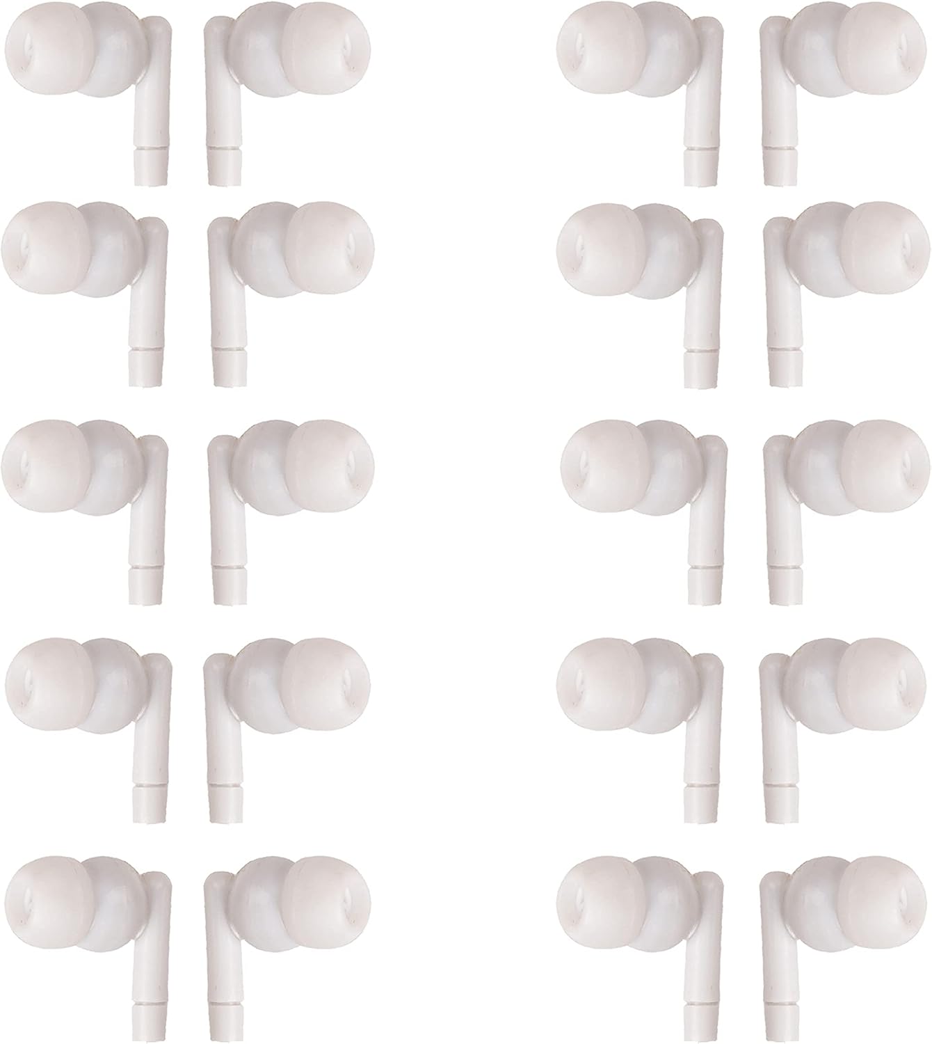 JustJamz Pearl Basic White Headphones 3.5mm Disposable Earphones Bulk Earbuds for Kids and Adults 50 Pack Pack of 2