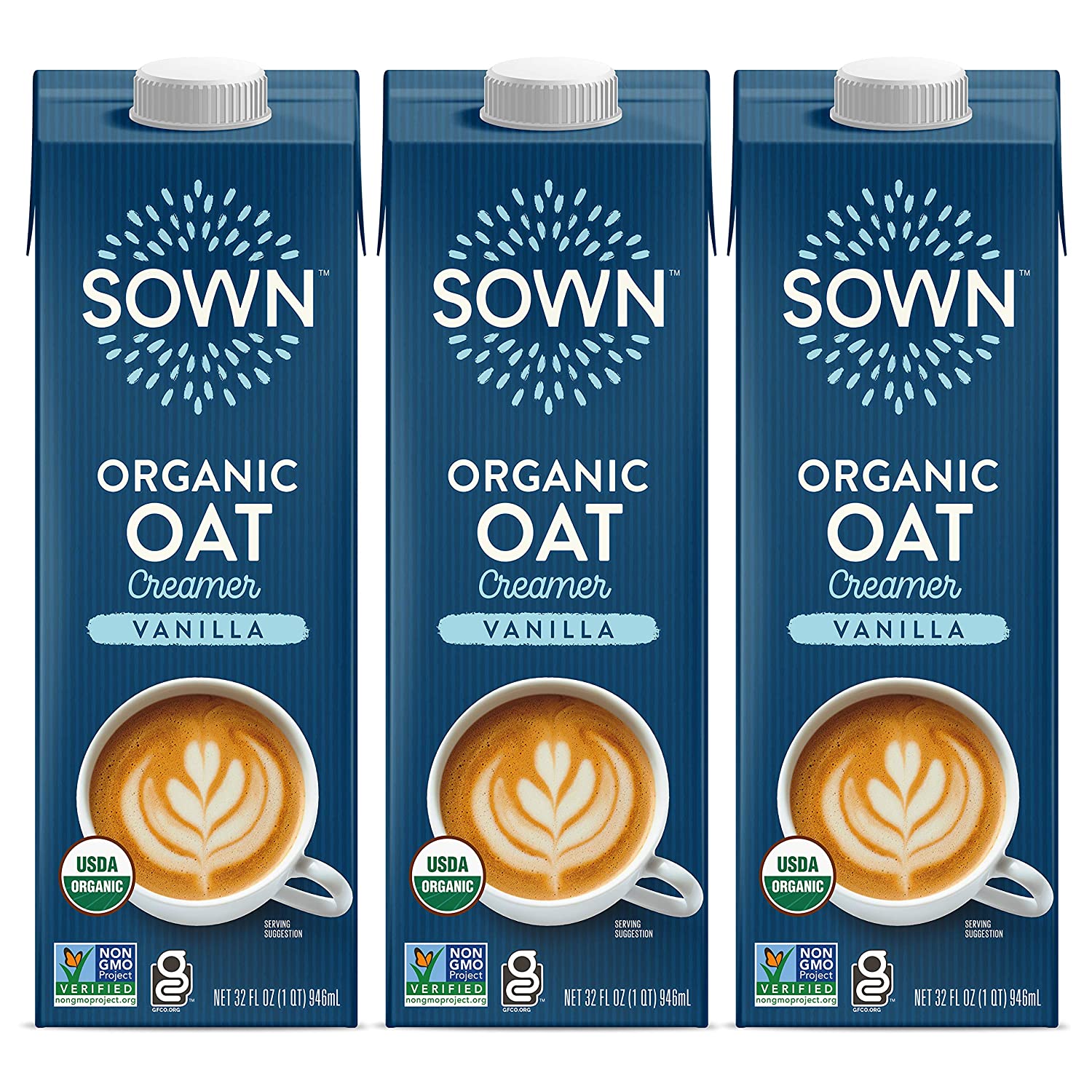 SOWN Organic Oat Creamer Unsweetened - Barista Oat Milk Non Dairy Coffee Creamer - Plant Based, Dairy-Free, Vegan, 0g Added Sugar, Gluten-Free, Non-GMO, Shelf Stable - 32oz (Pack of 6)