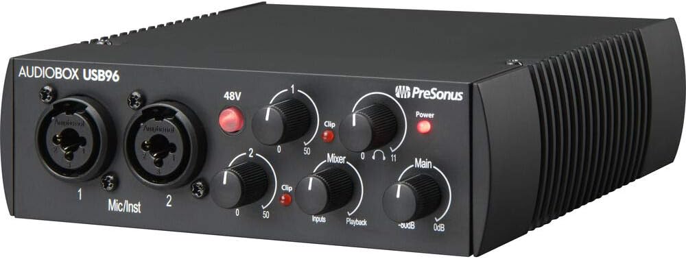 Presonus AudioBox 96 Studio Audio Interface with Creative Software Kit and Studio Bundle and Eris E3.5 Pair Studio Monitors and Adjustable Boom Arm Kit + HD7 Headphones