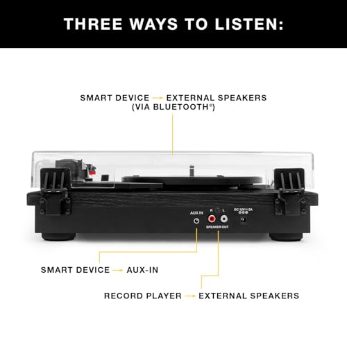 Victrola The Quincy 6-in-1 Bluetooth Record Player & Multimedia Center with Built-in Speakers – 3-Speed Turntable, CD & Cassette Player, AM/FM Radio, Wireless Music Streaming (Natural)