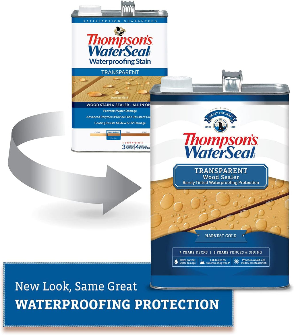 Thompson’s WaterSeal Transparent Waterproofing Wood Stain and Sealer, Harvest Gold, 1 Gallon