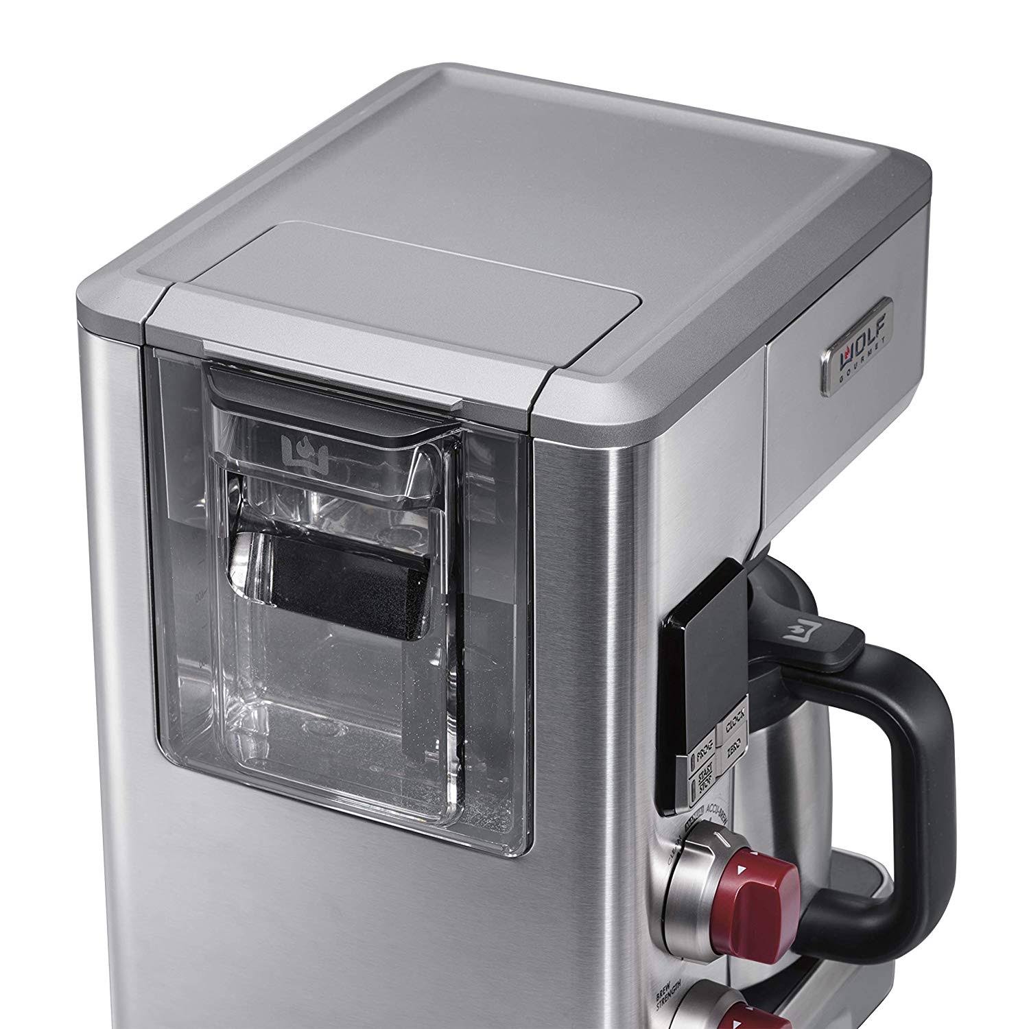 Wolf Gourmet - 10-Cup Coffee Maker with Water Filtration - Stainless Steel/Red Knob